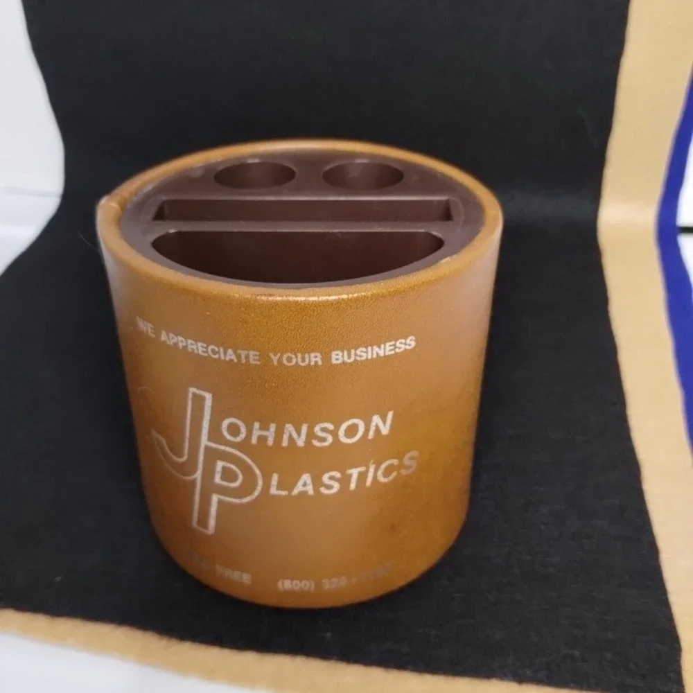 70s Johnson Plastics Advertising Desk Pencil Holder Now Johnson Plastic Plus